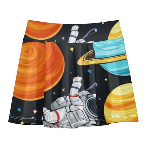 Joisal Girls' Shorts Athletic Skorts Cartoon Colorful Planets Space Tennis Skirts for Kids Personalized Girl Skort 3t