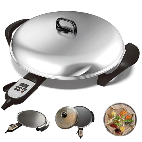 Plancha Eléctrica Antiadherente De 40cm/46mm/52mm Para Injera Etíope, Crepera De 1700w Y Máquina Para Chapati, Sartén Y Panqueques Con Control De Calor Digital Ajustable, Fácil De Limpiar 52cm
