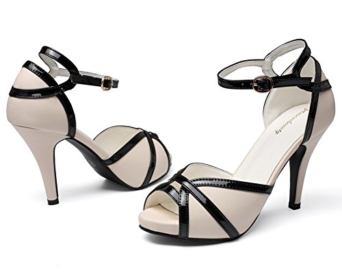 Image of getmorebeauty Peep Toe Heels for Women Sexy Strappy High Heels Ankle Strap Heeled Sandals