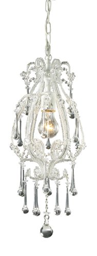 Elk 12003/1CL Opulence 1 Antique White and Clear Crystals Pendant Light, W:8" H:19" E