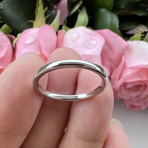 Image of TUTISS 2mm 3mm 4mm 5mm 6mm 7mm 8mm 10mm White Tungsten Rings for Men Women Engagement Wedding Bands Domed Polished Shiny Comfort Fit