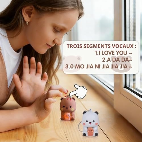 Dhqkqg 2 porte-clés Anime Bubu and Dudu, Couple de Pandas de Dessin Animé, Joli Porte-Clés de Dessin Animé pour Sacs à Main, Sacs à Dos et Porte, Cadeau Parfait pour Votre Partenaire et Vos Amis – vue 5