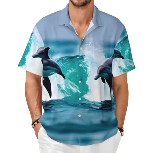 Chemise grande taille dauphins pour vos vacances à la mer entre amis