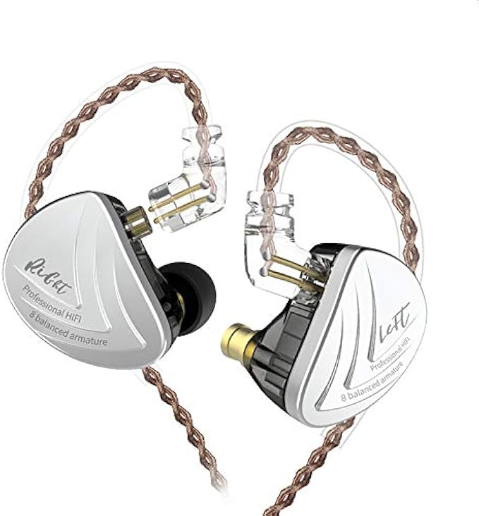 YINYOO KZ AS16 Headphones Over Ear Wired Earbuds IEM HiFi Earphones with 8BA Balanced Armature Driver 3.5mm Audio Plug Cable (Without mic, Black)