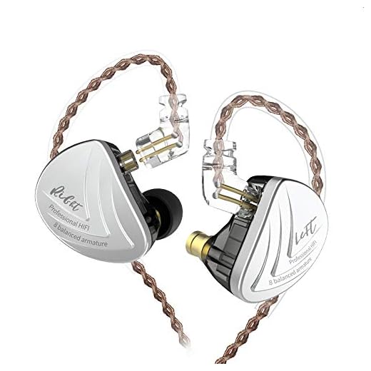 YINYOO KZ AS16 Headphones Over Ear Wired Earbuds IEM HiFi Earphones with 8BA Balanced Armature Driver 3.5mm Audio Plug Cable (Without mic, Black)