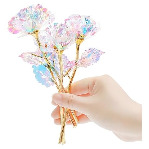 18 Pcs Galaxy Rose Colorful Rainbow Artificial Flowers Crystal Flower Best Gifts Cover