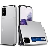 xinyunew Funda Billetera para Samsung Galaxy S20 FE con Tarjetero,TPU+PC Anti-Choque Case-Plateado