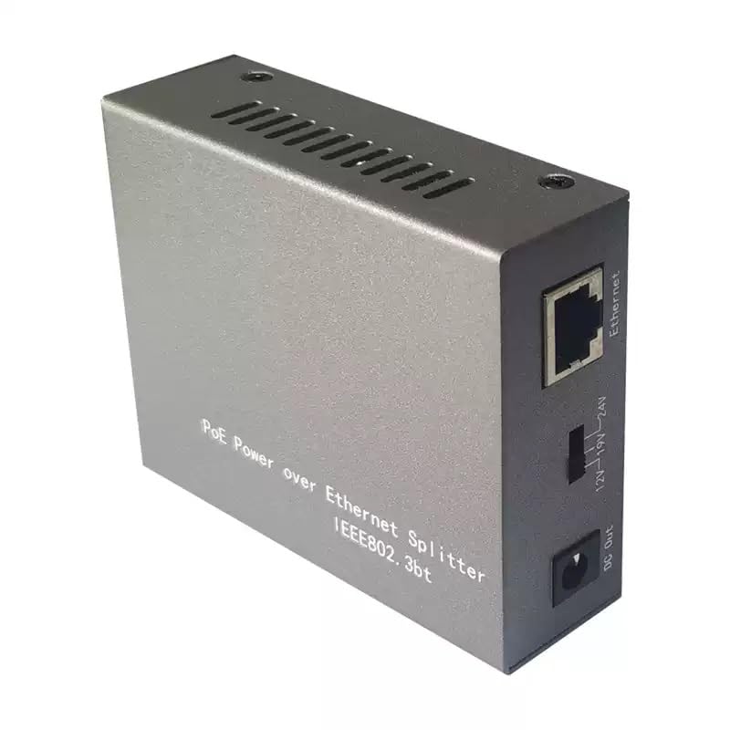 PS1224 Gigabit PoE Splitter IEEE 802.3bt Tipo 4 Alta Potencia 72W 12V 19V 24V Salida DC 10-100-1000Mbps Metal Unidad 1 para Cámara IP PTZ Industrial y AP Inalámbrico miniatura 3