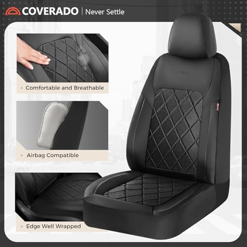 Image of Coverado Car Seat Covers, Seat Covers Full Set, 5 Seats Automotive Seat Cover, Mesh Breathable Seat Protectors, Universal Fit for Most Cars