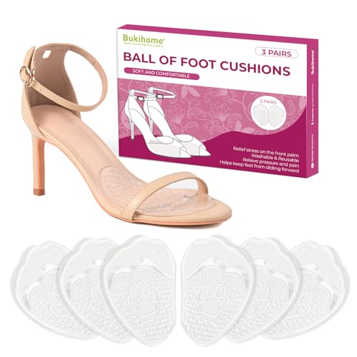 Bukihome Coussinets métatarsiens pour femme, coussinets de balle de pied, inserts de talon, coussinets de talon pour confort des pieds, transparent, taille S