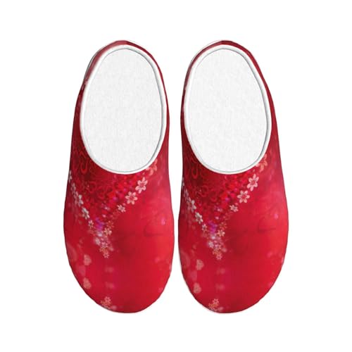 Pantoufles d'intérieur chaudes EdWal antidérapantes en peluche pour homme et femme motif cœur