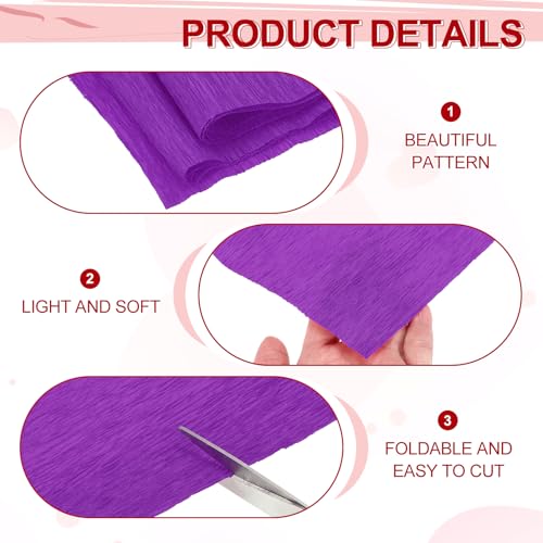 Image of MECCANIXITY Crepe Paper Roll 8.2ft Long 13 Inch Wide for Wedding Ceremony Various Large Festivals Decoration, Dark Purple