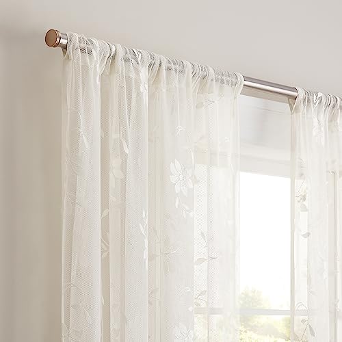 Waverly 22716803023 Sherry Lace Lightweight Elegant Floral Sheer Rod Pocket Cafe Window Curtain For Living Room  thumb #4