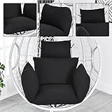 DKIEI Hanging Basket Swing Chair Cushion, Egg Chair Cushion Replacement with Headrest Pillow, Hanging Basket Seat Cushion Hammock with Filling Cotton for Patio Porch Backyard, Black(Cushion Only) - Image 2