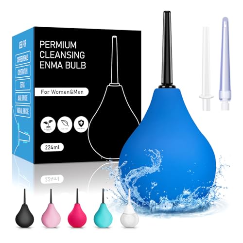 Poire à lavement intime - Poire de lavement intime anus douche 224Ml En Silicone de haute qualité,3 Canules Incluses Nettoyage Anus et Vagin, poire lavement...