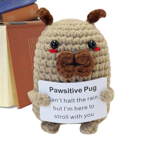 Chien de soutien émotionnel positif 1 pièce – Matériel cadeau inspirant, construction à texture tricotée de 8,5 x 5 x 6,5 cm, synonyme de figurine, accessoire |...