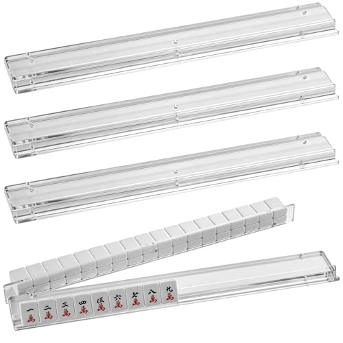 4PCS Clear Acrylic Mahjong Racks con Empujadores magnéticos
