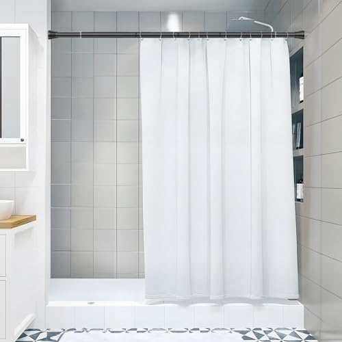 Image of Shower Curtain Rod 45 to 77 Inches Black Tension Curtain Rod No Drilling Shower Tension Rod Adjustable Curtain Tension Rod Shower Rods for Bathroom,Windows