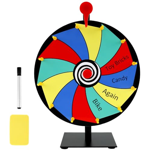 12 Slots Slots Prize Wheel Spinner with Stand, 12 Inch Spinning Wheel for Prizes, Storable Prize Wheel Spinner, Wheel of Fortune Wheel Spinner, Spin Wheel for Trade Shows for Family Party Games