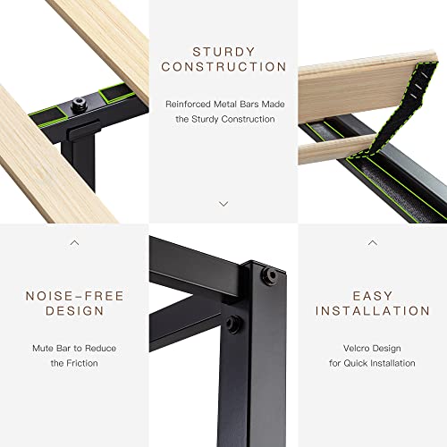 Ikalido Full Size Metal Canopy Bed Frame, Modern Four-Poster Platform Bed Frame, Mattress Foundation With Wood Slat Support/Under-Bed Storage Space/No Box Spring Needed/Black #TOP3