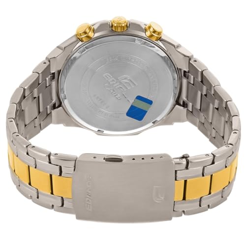 Image of Edific Analog Chronograph Men's Watch - Stainless Steel Two-Tone Gold & Silver Strap, Black Dial, Date Display