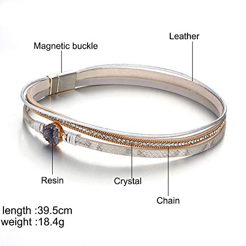 Multi-Layer Wrap Leather Bracelet Handmade Braided - With Magnetic Clasp Cuff Bangle Bracelet Jewelry For Women, Girl Gift #TOP2