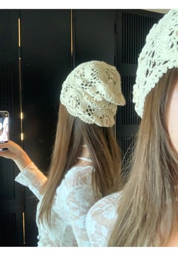 A Pastoral Style Hand-Woven Hollowed-Out Pile Hat for A Girl's Outing, A Sweet and Retro Ethnic Style Headscarf2