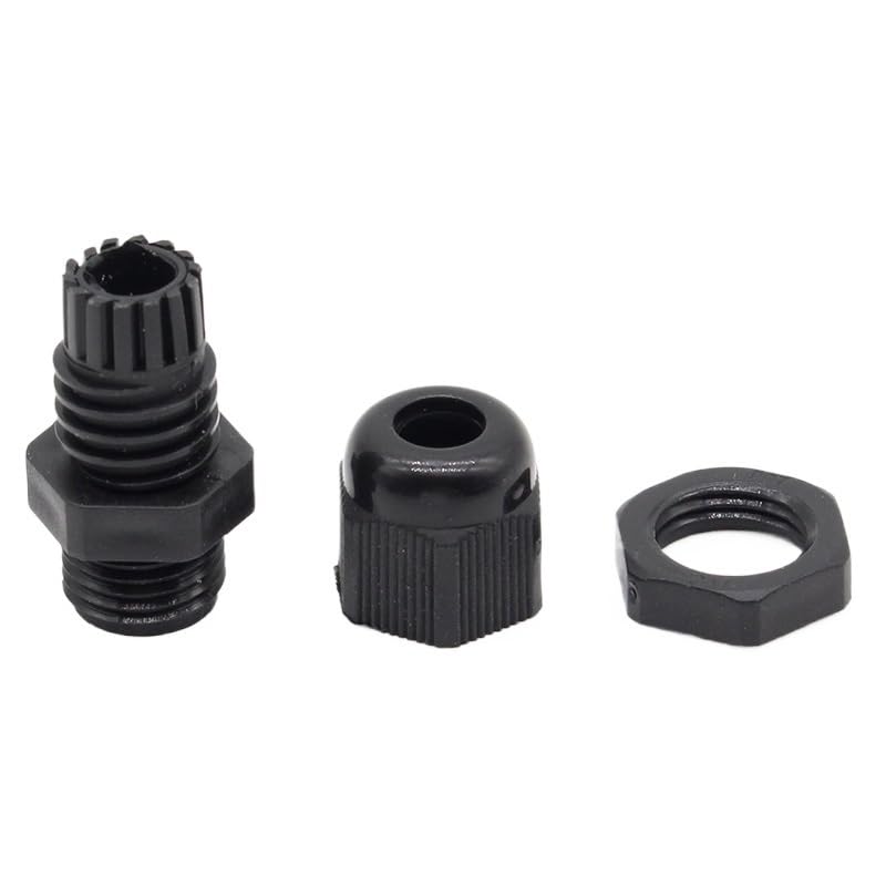 100 prensacables PG7 de plástico negro impermeable para protección de cableado