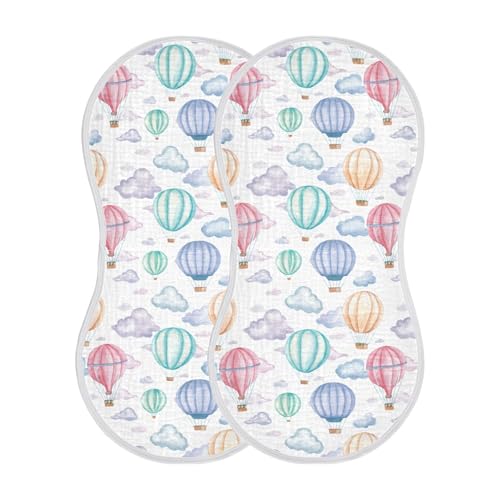 xigua Hot Air Balloons Muslin Baby Burp Cloths Set of 1, Super Soft & Absorbent Burping Rags, Cotton Burp Clothes Shower Gift for Newborn, Baby Girls and Boys2