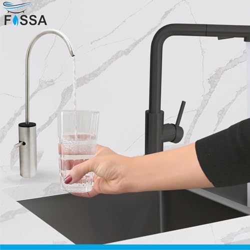 Image of Fossa Opera J Bend RO Tap Kitchen Water Filter Faucet, 100% Lead-Free Drinking Water Faucet Stainless Steel Brushed Nickel Finish Silver