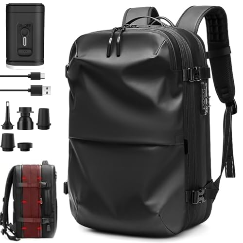 Ekon Vacuum Backpack, Travel Bag with Vacuum, 40-60l Expandable Multifunctional Waterproof Anti-Theft Pack (Midnight-2.0)