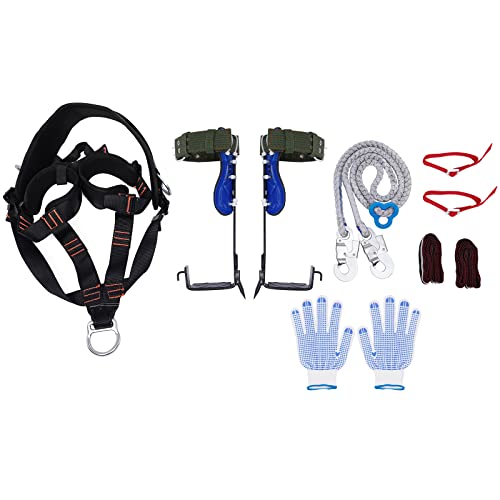 Tree Climbing Gear, Tree Climbing Spikes Set with Adjustable Climbing Belt and Rope, 330lbs Load Capacity Tree Climbing Kit,Suitable for Climbing Trees, Outdoor Jungle Survival, Picking Fruit, Sports
