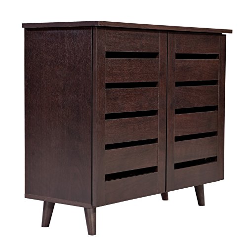 Image of DeckUp SC865512 2-Door Engineered Wood Shoe Rack (Dark Wenge, Matte Finish),