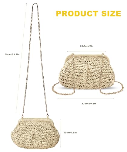 Image of Beurlike Straw Clutch Purses for Women Crossbody Vacation handbags Woven Boho Pouch bags summer Beach Evening Bags