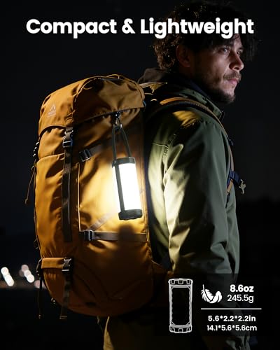 Image of Glocusent LED Camping Lantern for Emergency, 160-LED Lantern with 1200LM, 3 Colors x 5 Brightness with SOS, IP68 Waterproof, 5000mAh Rechargeable, Essential for Power Outage, Hurricane, Storm, Hiking