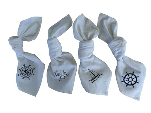 Servilletas de lino blanco cuadradas pack de 4 miniatura 1