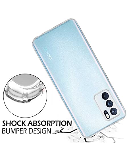 Image of Soft Flexible Silicone Back Cover Compatible with Oppo Reno6 5G, Transparent Case + Screen Guard