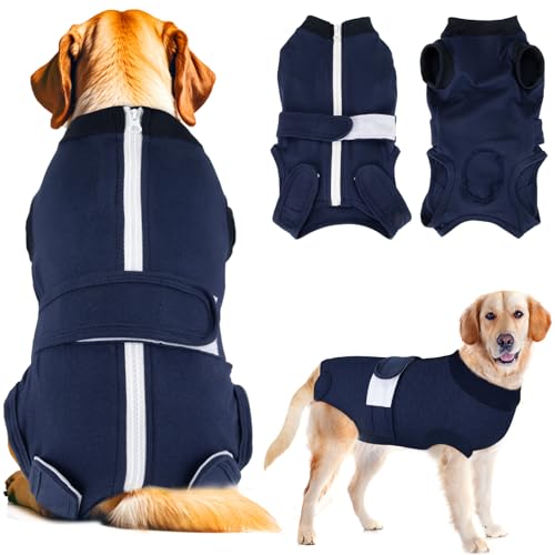 Image of SlowTon Dog Surgery Recovery Suit - Zipper On Dog Onesies After Surgery for Female Male Dogs, Abdominal Wounds Bandages Cone /E-Collar Alternative Dogs Body Suit Anti-Licking (DBL,3XL)