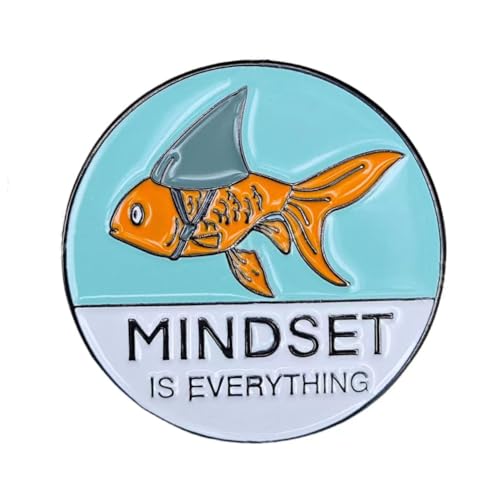 Image of Shark Goldfish Carp Enamel Pin Mindset Is Everything Brooch Pin Badge for Men and Women