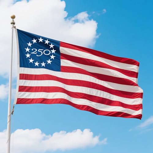 250th Anniversary American Flag 2.5x4 Ft Outdoor, Heavy Duty Deluxe Spun Polyester 250 Years USA Flag, High Wind 250th Anniversary USA Flag 2.5x4Ft, Reinforced Anti-Fray Quadruple Stitching,Vibrant Fade Resistant for Celebration American Flag 250thAnniversary