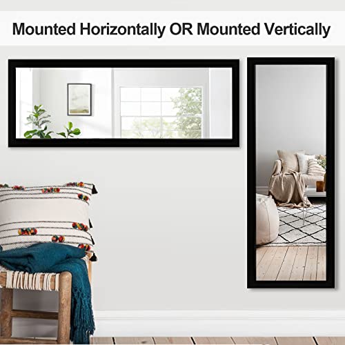 Image of NeuType Over The Door Mirror Full Length - Hanging, Leaning, or Wall-Mounted, 47 inchx18 inch, Black, No Stand
