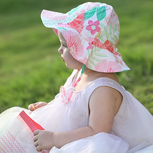Dasmini Baby Girl Florals Sun Hat Wide Brim Adjustable Upf50+ Outdoor Beach Protection Cap For Infant Toddler Kids 6-24M #TOP5