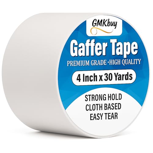 Image of 4 in x 30 Yd White Gaffers Tape - Heavy Duty, Non-Reflective, Easy to Tear, Waterproof Matte Gaffer Stage Tape - Gaff Cloth Tape for Photography, Filming Backdrop & Production