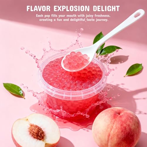 Image of Soeos Peach Popping Boba, 550g(1.2 lbs), Boba Pearls for Bubble Tea