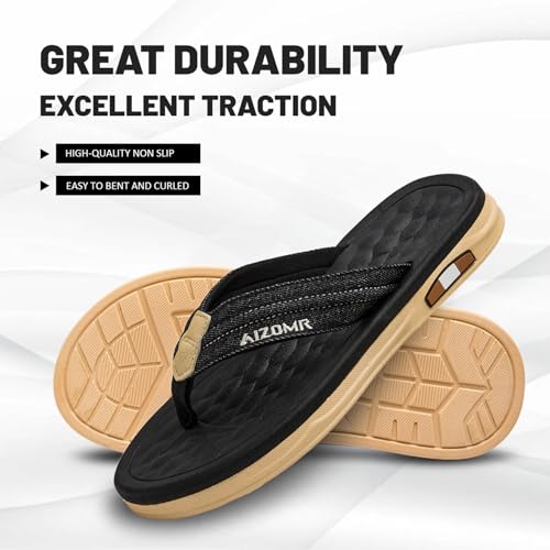 Mens Beach Flip Flops Orthotic Summer Thong Sandals Comfort Rubber Soles with Soft Cushion2