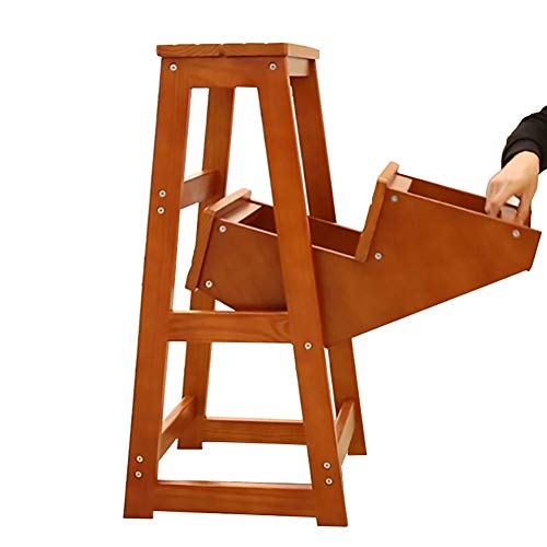 ZCJB Convertible 3 Schritt Hocker Licht Walnut Finished, Waschholzbibliotheksleiter Stuhl, 26cm / 56 cm Hoch, Massiver Kiefer Tritthocker (Color :