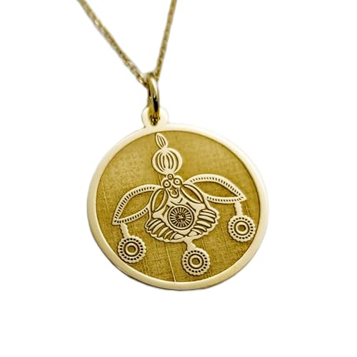 Collier abeille minoenne pendentif pièce 24 mm et chaîne argent plaqué or