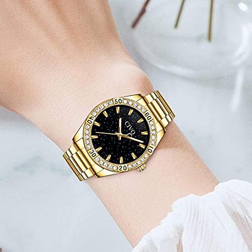 Orologio Da Donna CIVO - Quadrante Rettangolare, Cinturino Acciaio Oro/Argento, Impermeabile - Foto 3