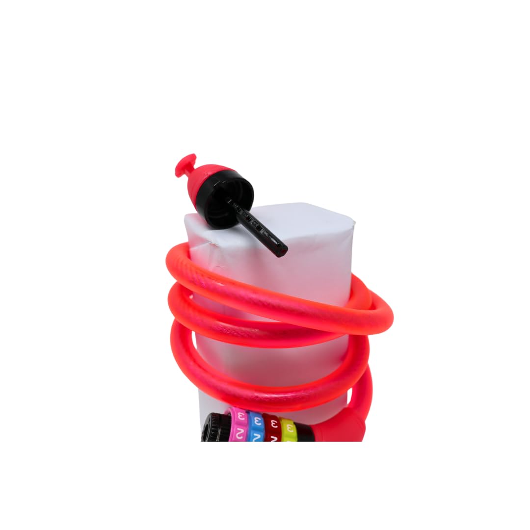 Xolid Lucchetto a combinazione con cavo, 1200 x 12 mm, rosa, extra lungo, sicuro, flessibile, resistente alle intemperie, senza chiave, ideale per bicicletta, e-bike, scooter, antifurto, elegante