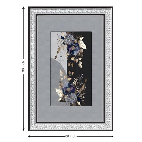Image of Cloth Fusion Velvet Floral Dining Table Cover Cloth 6 Seater with Stunning Gold Foil Design for Home Decor (60x90 Inch, Black)